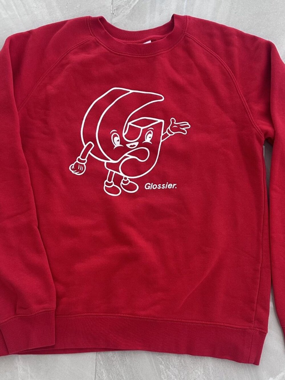 Glossier Red Crewneck Sweatshirt M Bright Red Graphic Logo